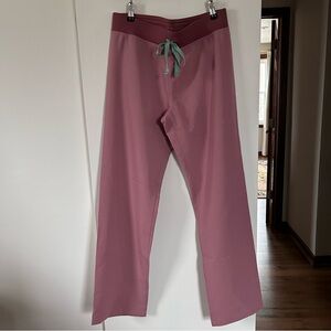 Figs Women's Pink Pants with Green Tie